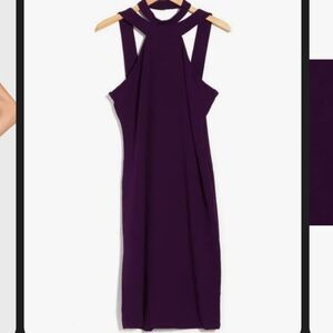 BEBE HALTERNECK BODYCON MIDI DRESS